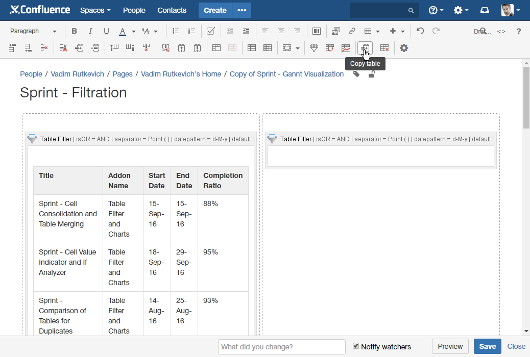 How to use table filter macro stiltsoft docs outdated table